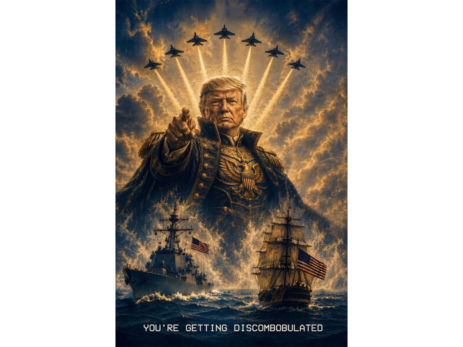 US President Donald Trump shares an AI-generated military-themed image amid escalating tensions across the Middle East. (Photo/Truth Social)