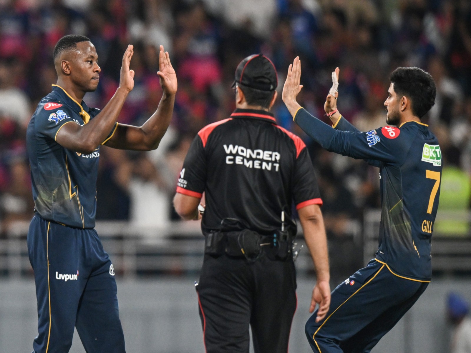 Gujarat Titans' Kagiso Rabada (L) and skipper Shubman Gill (R). (Photo/ANI)