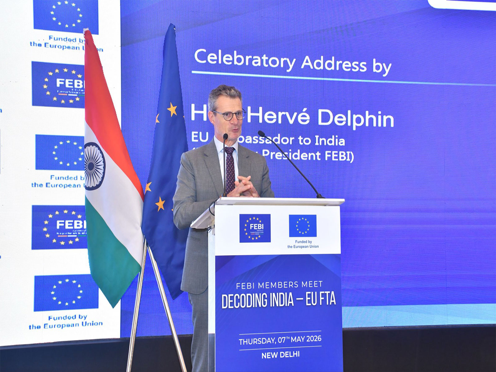 EU Ambassador to India, Herve Delphin (Photo: X@EUAmbIndia) EU Ambassador to India, Herve Delphin (Photo: X@EUAmbIndia)