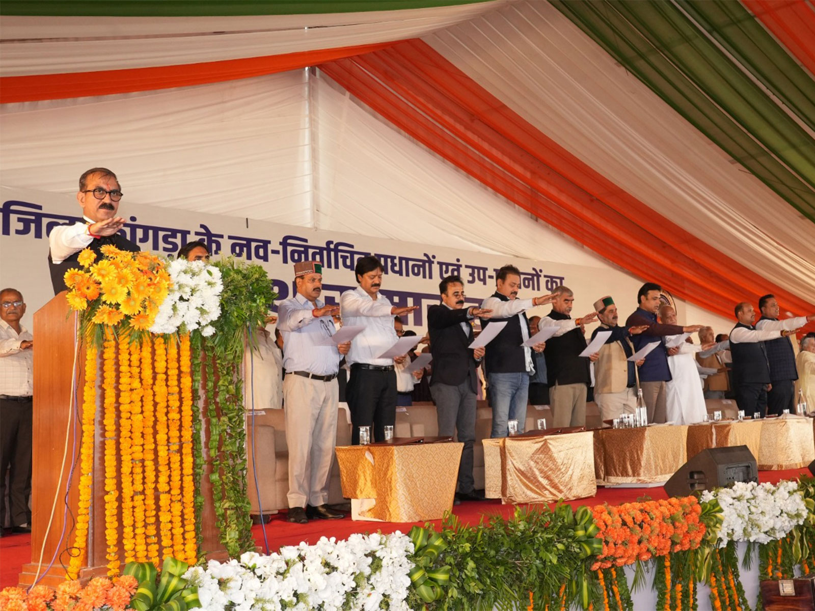 Himachal Pradesh CM Thakur Sukhvinder Singh Sukhu administers oath to newly elected Panchayat Pradhans, Up-Pradhans of Kangra district (Photo: x/@SukhuSukhvinder)