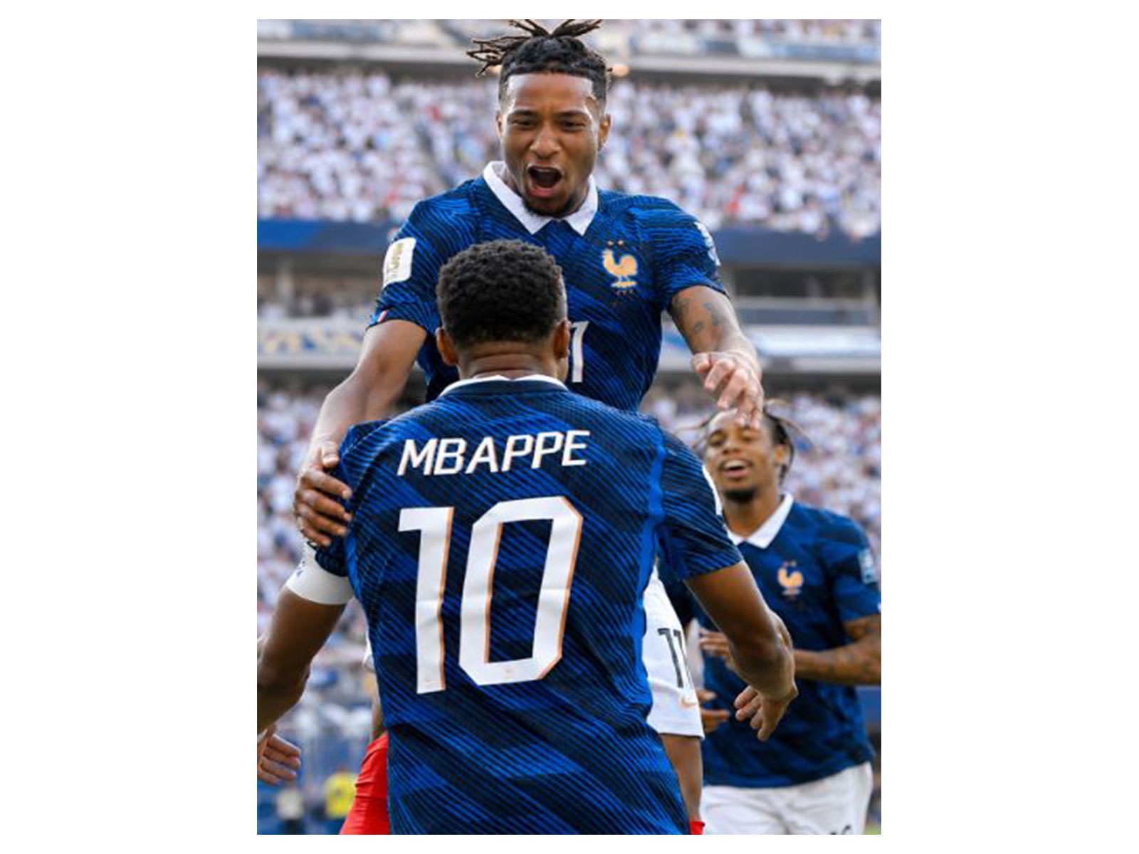 Michael Olise celebrating with Kylian Mbappe (Photo: @equipedefrance X) Michael Olise celebrating with Kylian Mbappe (Photo: @equipedefrance X)