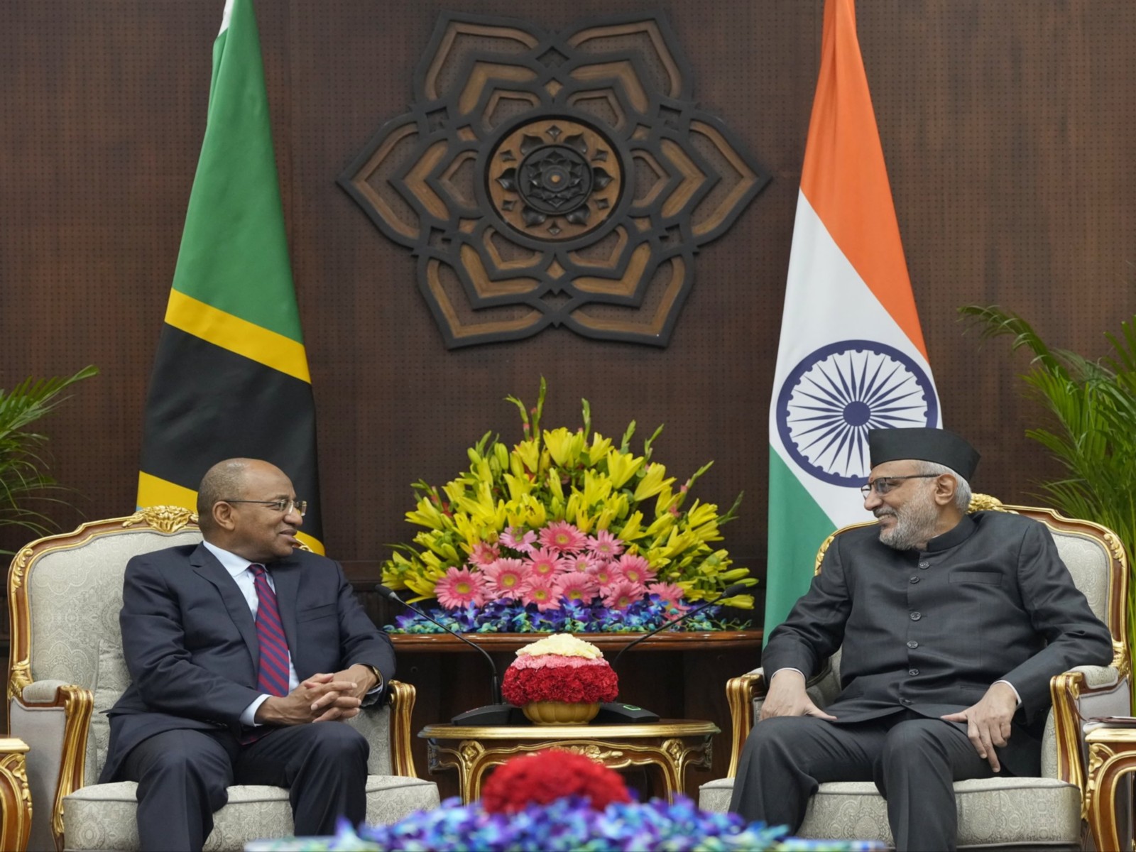 Vice President CP Radhakrishnan holds bilateral meeting with Zanzibar President and Chairman of the Revolutionary Council, Hussein Ali Mwinyi (Photo/X/@VPIndia)