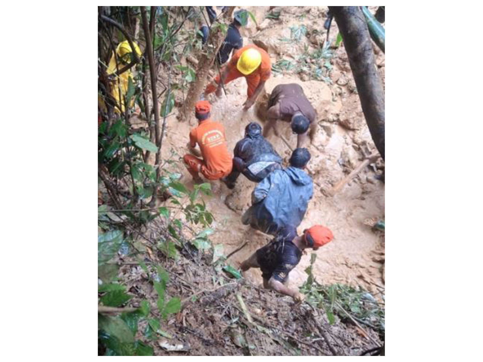 Rescue teams search for survivors after a landslide in Nagaland's Mon district (Photo/DIPR)