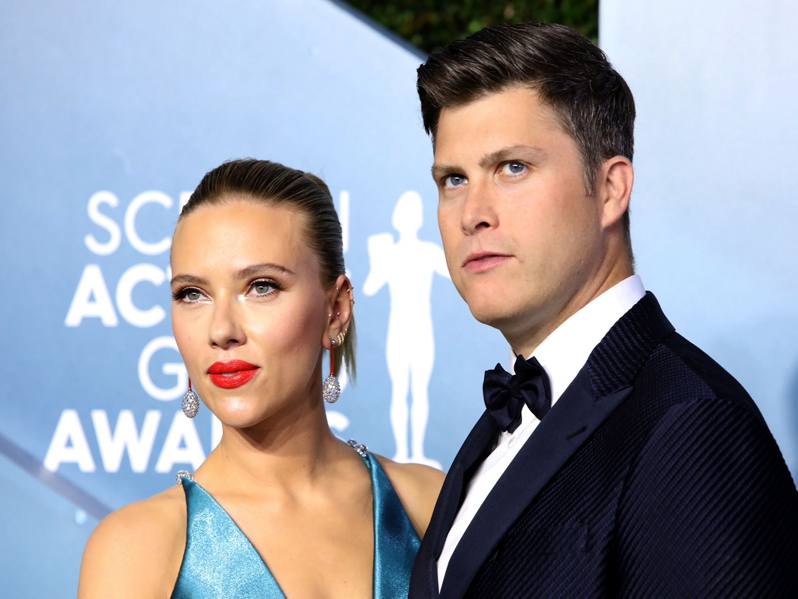 Colin Jost, Scarlett Johansson (Photo/Reuters)