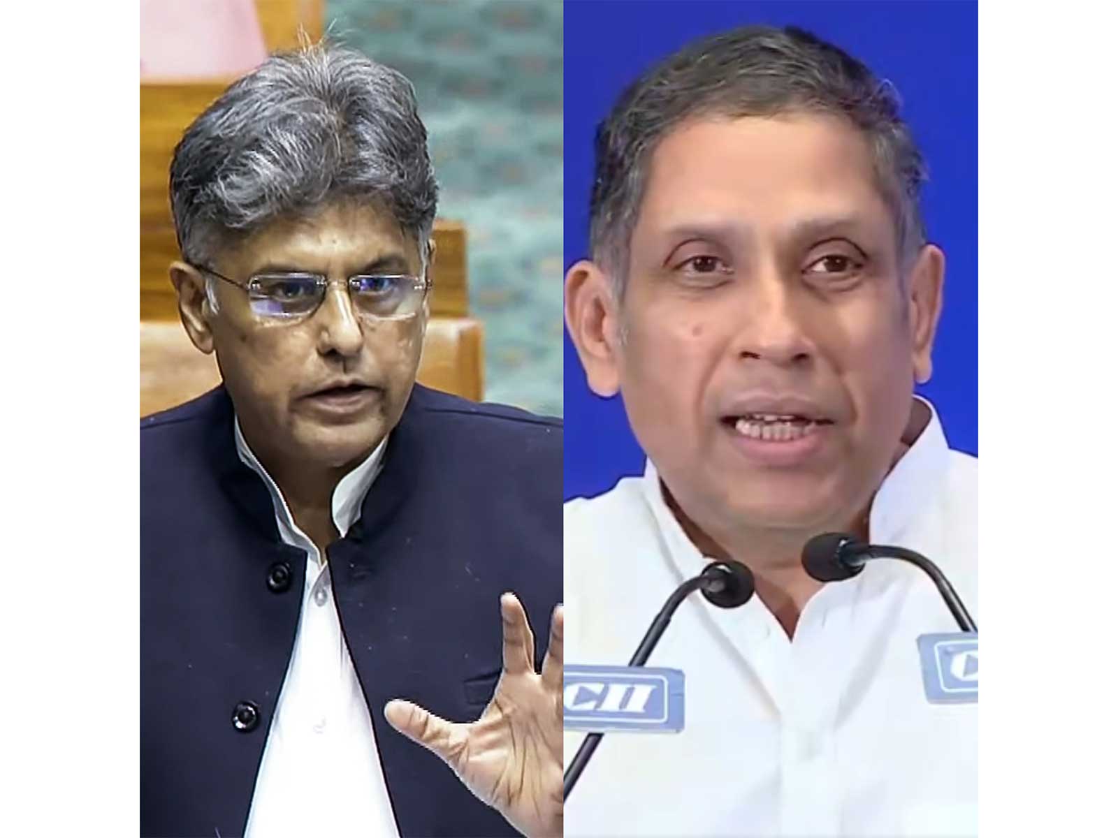 Congress MP Manish Tewari and Praveen Chakravarthy  (File Photo/ ANI/ @pravchak)