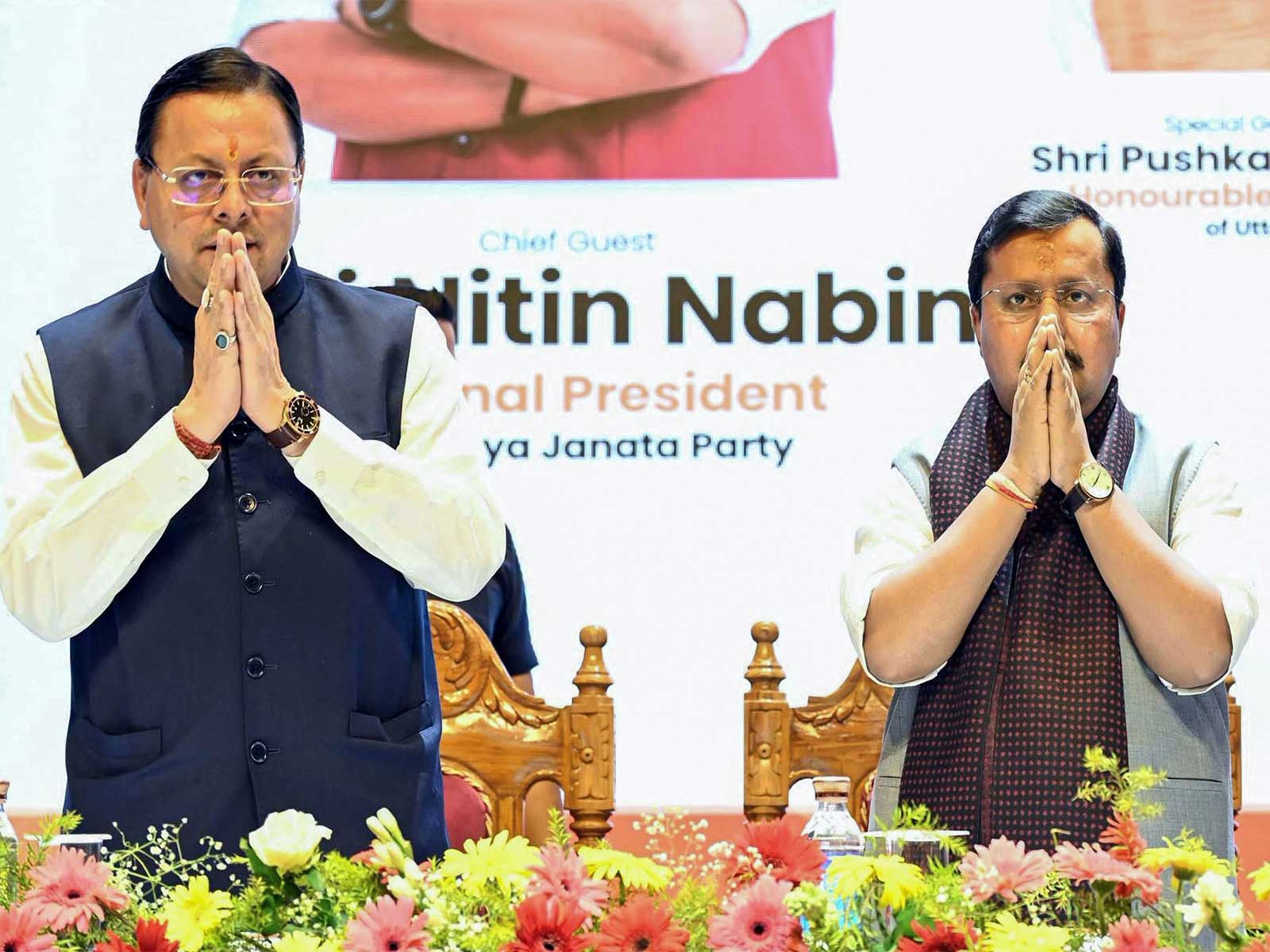 BJP National President Nitin Nabin with Uttarakhand Chief Minister Pushkar Singh Dhami (Photo/ANI) BJP National President Nitin Nabin with Uttarakhand Chief Minister Pushkar Singh Dhami (Photo/ANI)