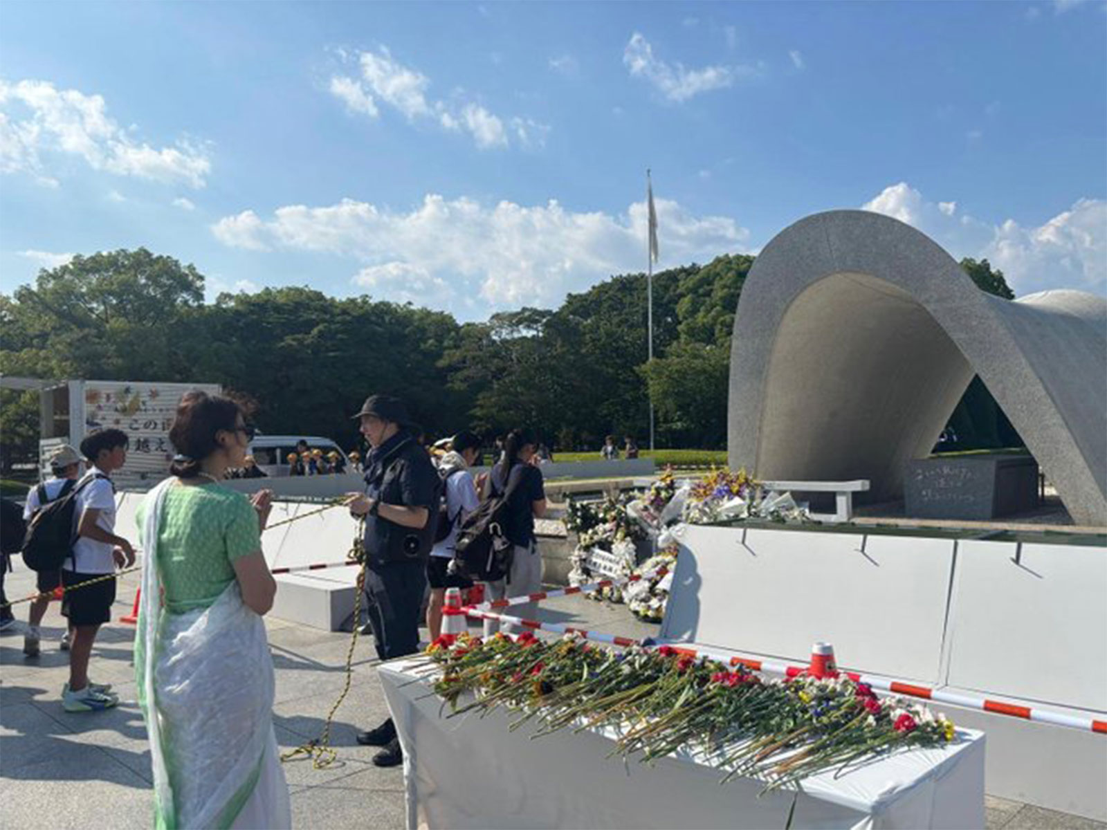 India's Ambassador to Japan, Nagma Mallick, pays floral tributes at the Hiroshima Peace Memorial Park during the 81st anniversary commemoration of the atomic bombing in Hiroshima, Japan. (Photo: X/@IndianEmbTokyo) India's Ambassador to Japan, Nagma Mallick, pays floral tributes at the Hiroshima Peace Memorial Park during the 81st anniversary commemoration of the atomic bombing in Hiroshima, Japan. (Photo: X/@IndianEmbTokyo)