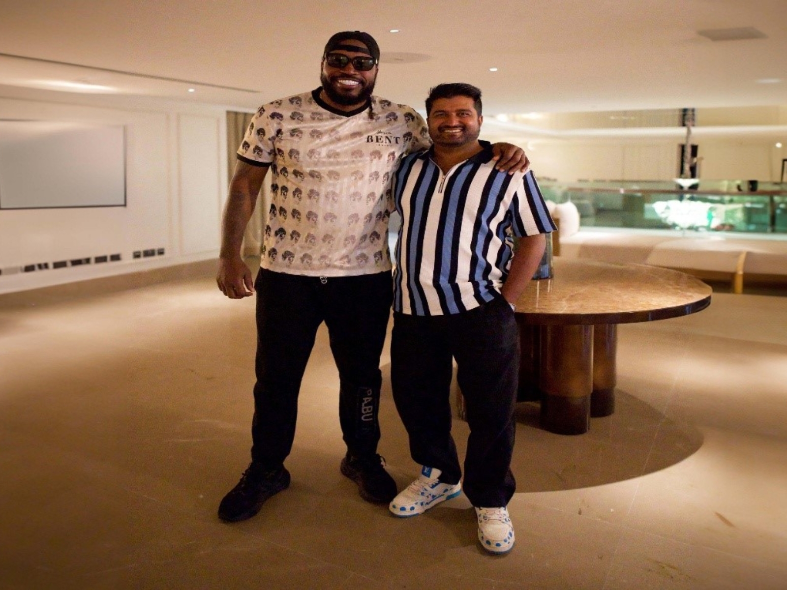 Subash Manuel, Owner of Kochi Blue Tigers & Global cricket icon and Co-Owner of Blue Tigers Global, Chris Gayle Subash Manuel, Owner of Kochi Blue Tigers & Global cricket icon and Co-Owner of Blue Tigers Global, Chris Gayle