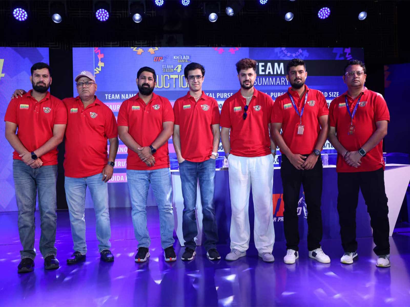 Kanpur Superstars officials with cricketer Sameer Rizvi  (Photo: UP T20 League)