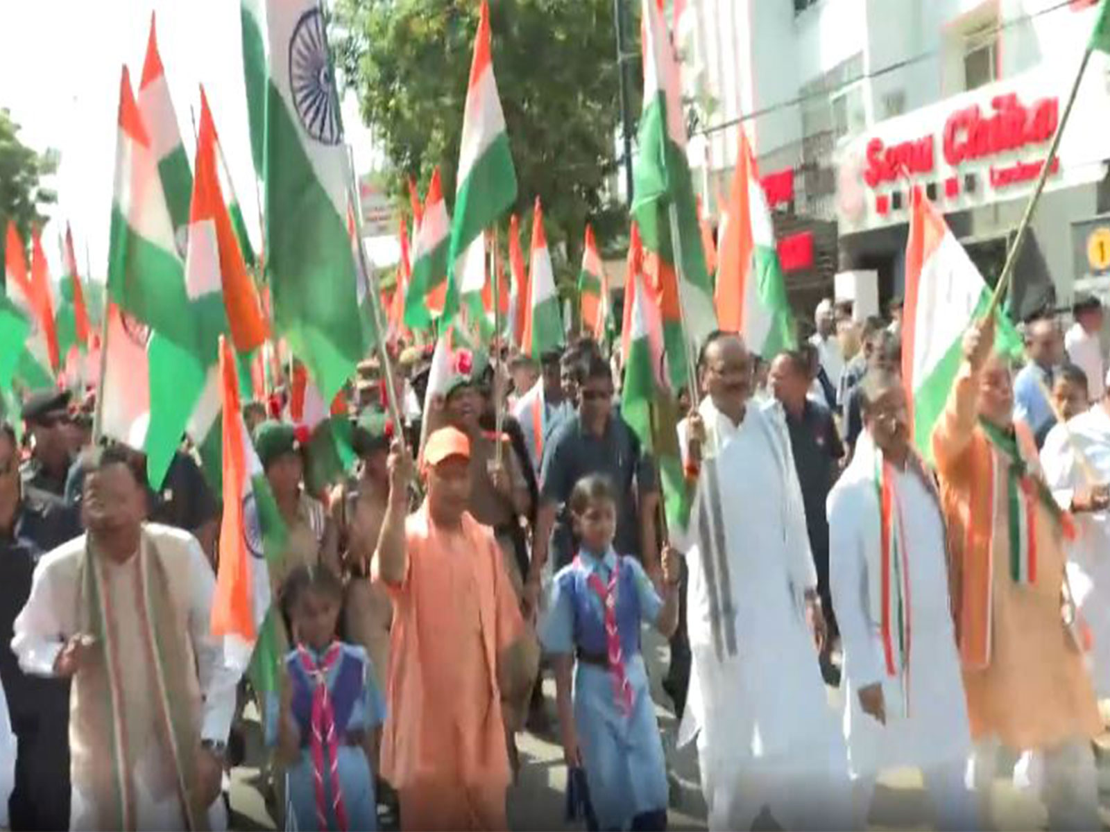 UP CM Yogi Adityanath participates in 'Tiranga Yatra’ in Lucknow (Photo/ANI)