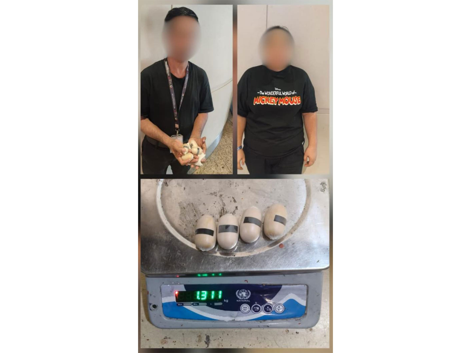 Two accused and suspected smuggled gold seized by CISF at Mumbai airport. (Photo: CISF/X)