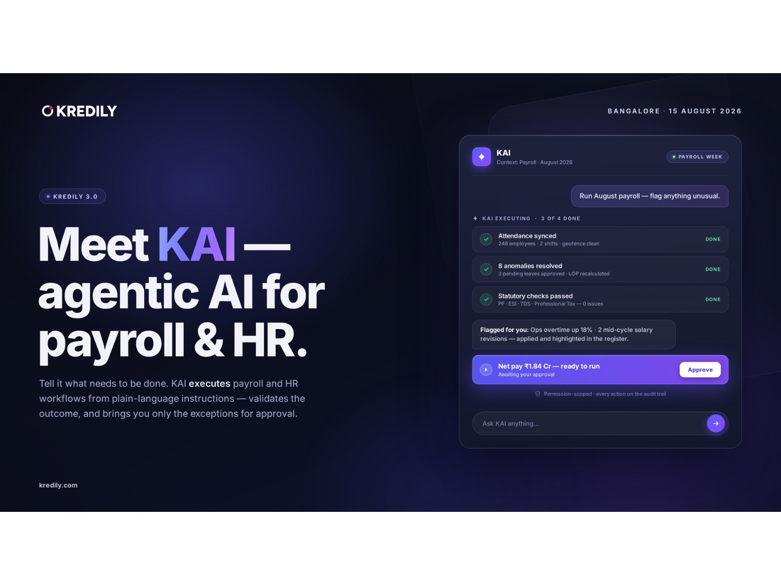 Kredily 3.0 Launches KAI, Agentic AI for Payroll and HR, and Expands into AI-Powered Managed Payroll Services