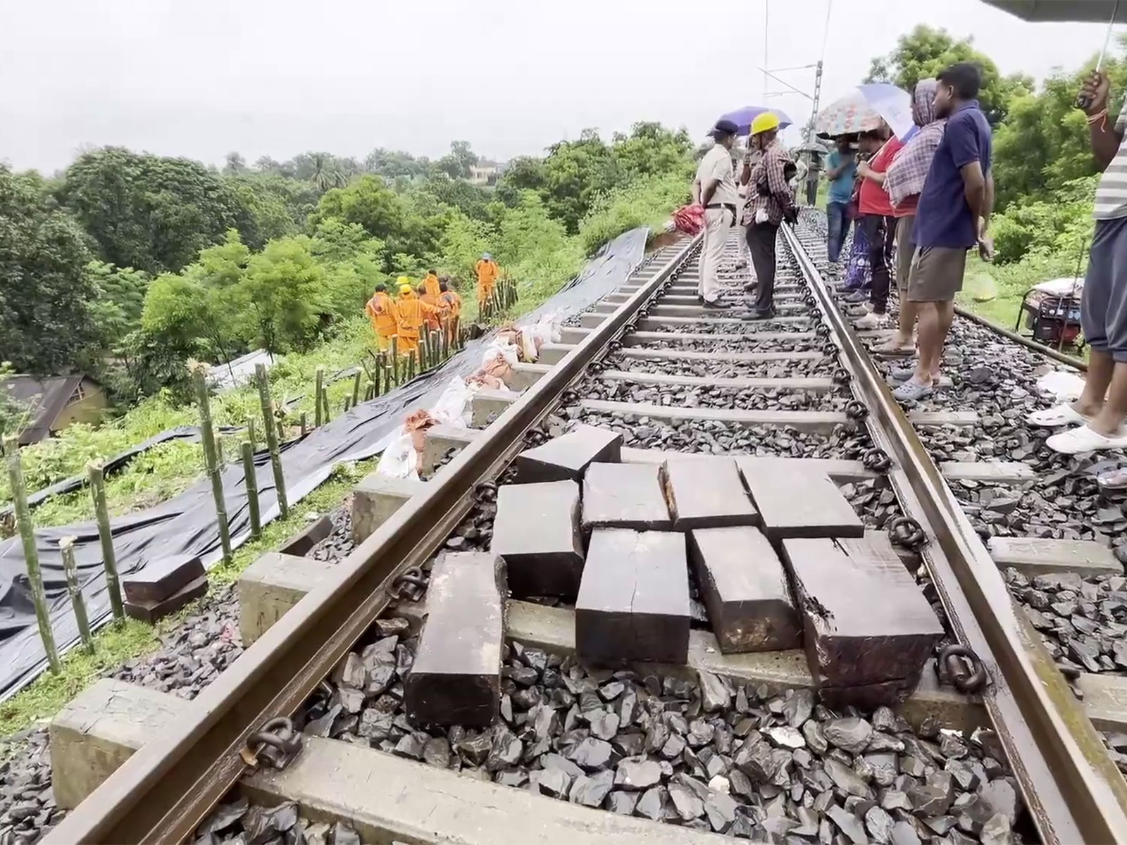 Heavy rain damages 50-metre railway track in Odisha's Baripada; train services suspended