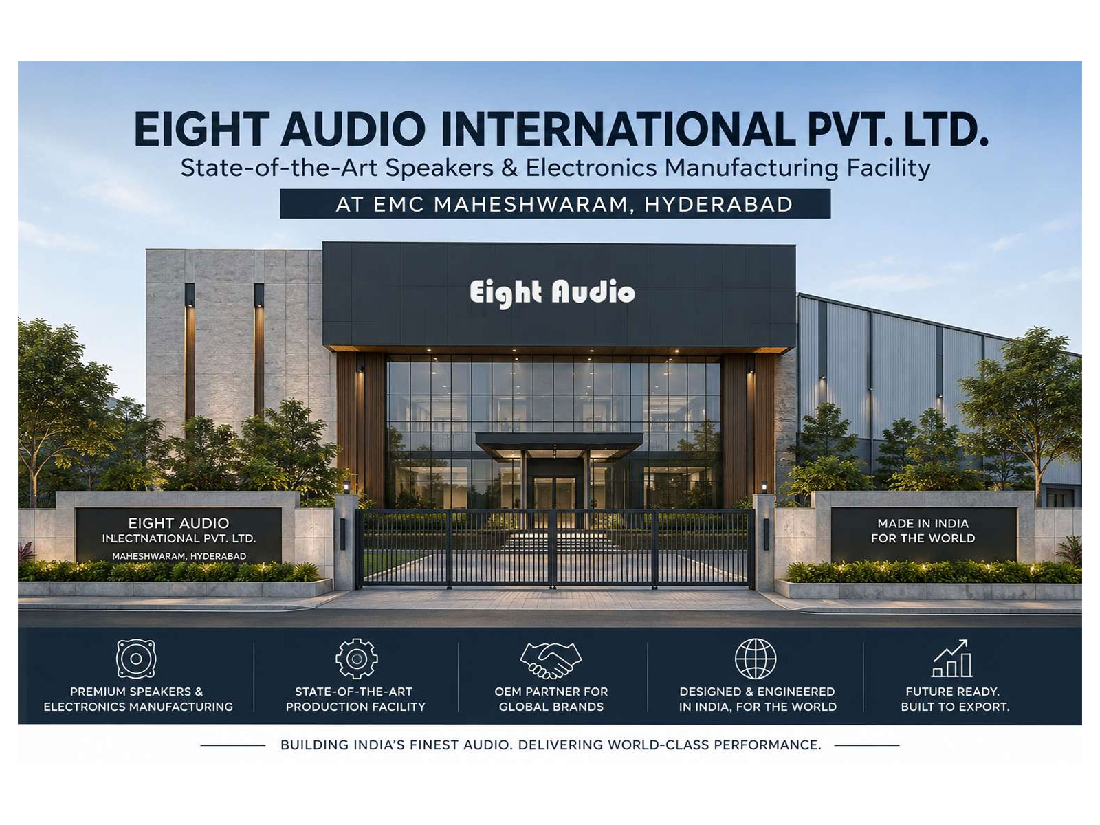 Telangana Government Approves Eight Audio's Advanced Speakers & Electronics Manufacturing Facility at EMC Maheshwaram Telangana Government Approves Eight Audio's Advanced Speakers & Electronics Manufacturing Facility at EMC Maheshwaram