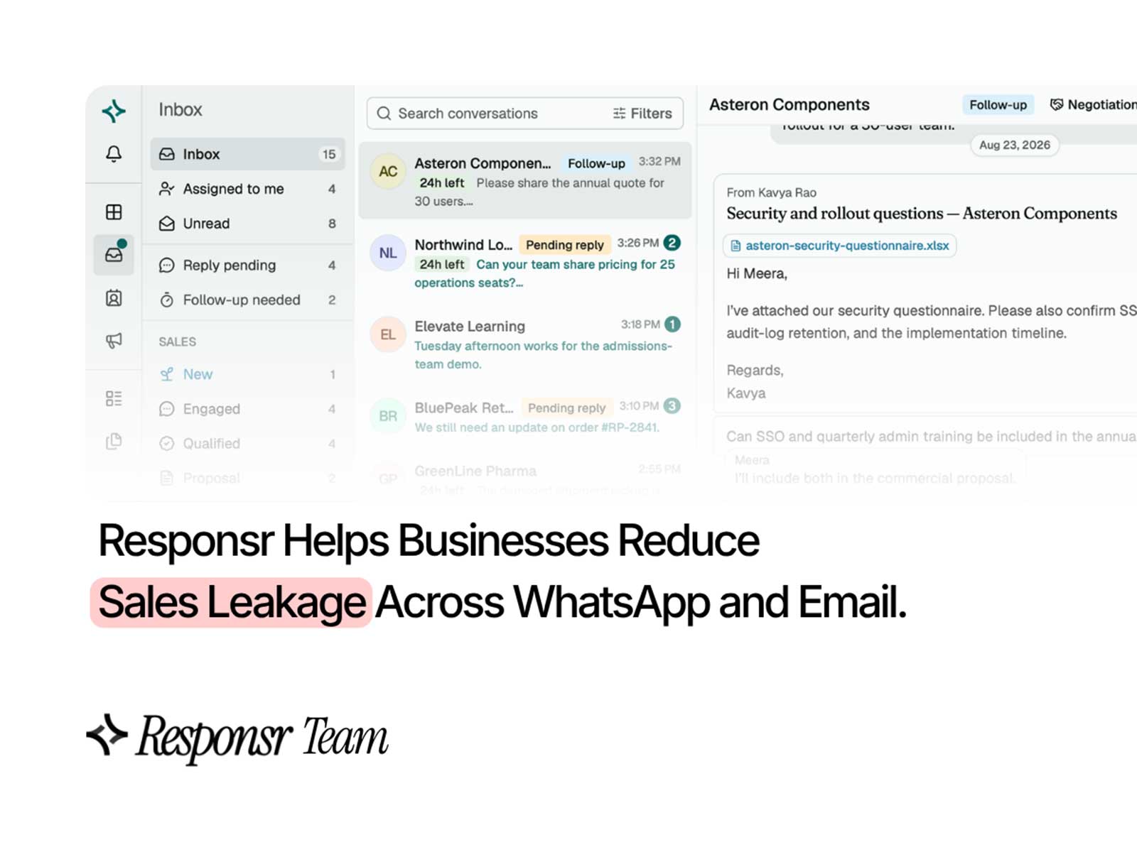 Responsr Brings WhatsApp and Email Into One AI Inbox, Stops losing leads