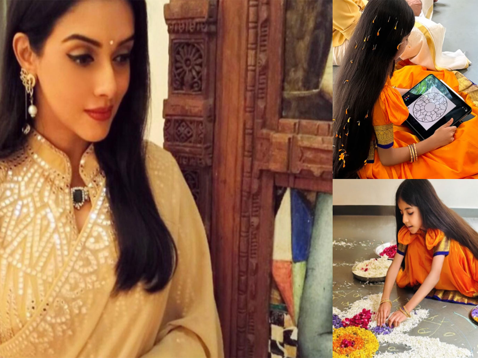 'Ghajini' actor Asin shares rare pics of daughter Arin making Onam Pookalam