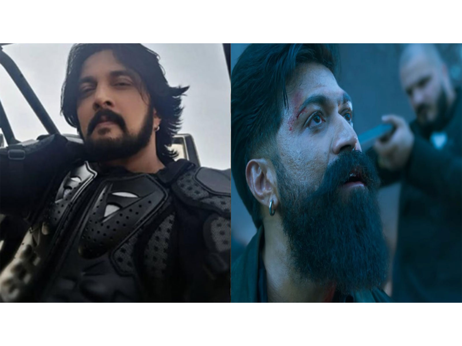 Kichcha Sudeep (R) Yash in Toxic (L) (Photos/instagram/@KicchaSudeepa/Toxic mokers) Kichcha Sudeep (R) Yash in Toxic (L) (Photos/instagram/@KicchaSudeepa/Toxic mokers)