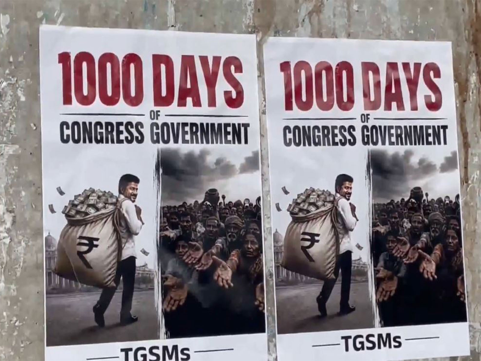Telangana BJP puts up posters against Congress as Revanth Reddy govt completes 1000 days in office