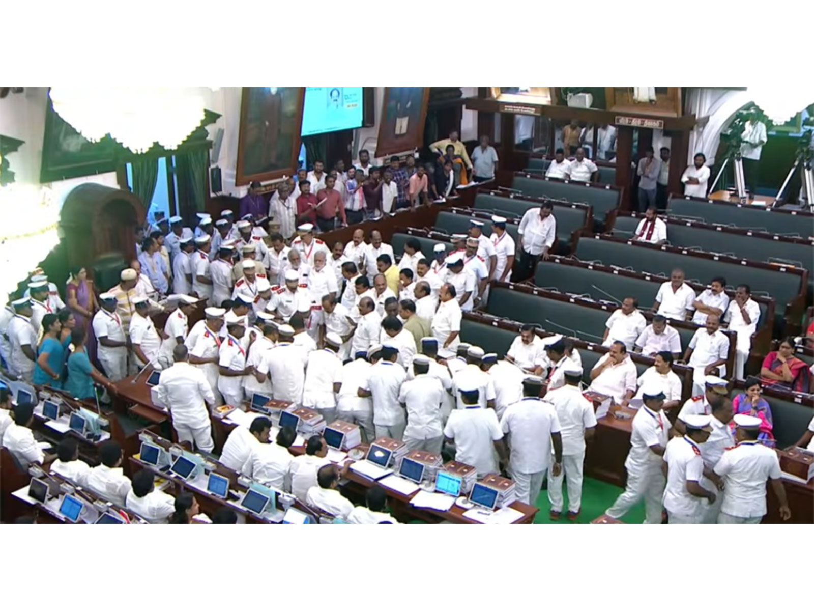 DMK stages sit-in protest outside Tamil Nadu Speaker’s chamber over CM Vijay’s MISA remarks