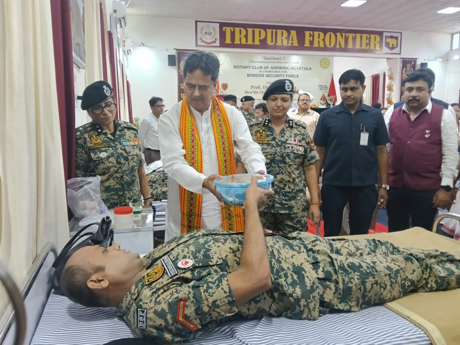 Tripura CM Manik Saha attends blood donation camp at BSF frontier HQ