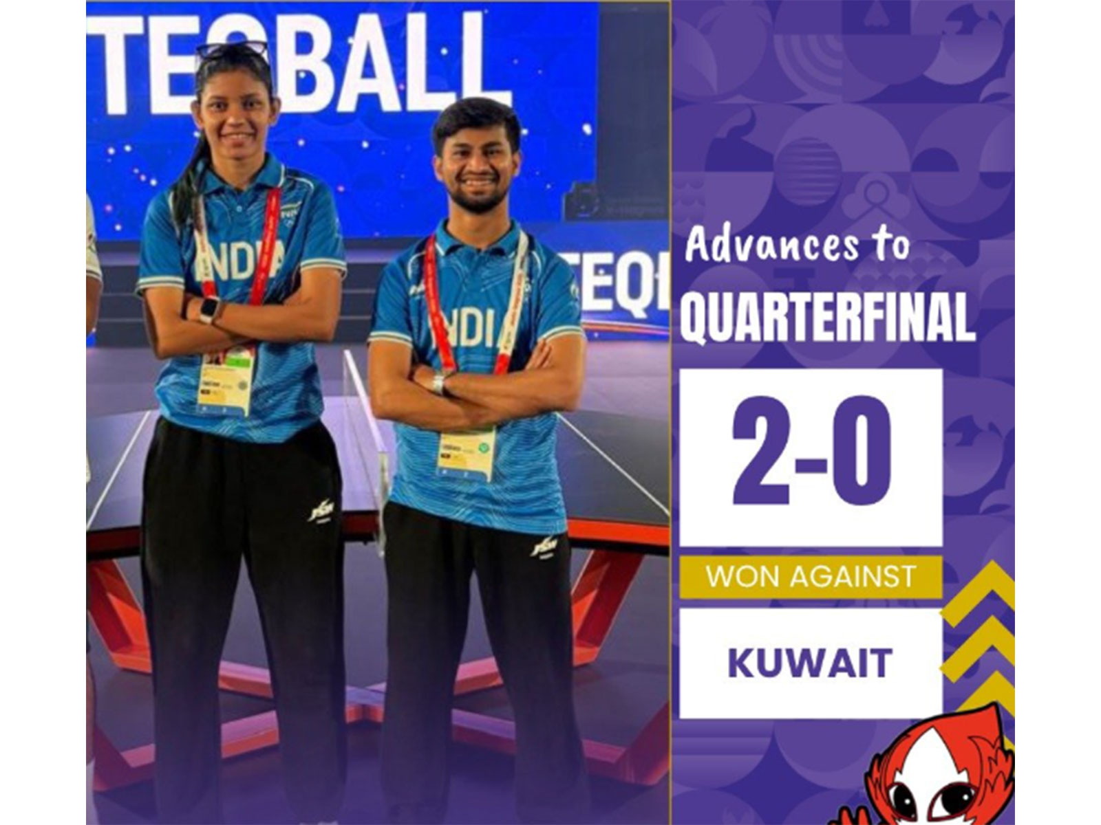 Asian Games: India’s Quimcy Dsouza, Mohamed Anas Imran Beg reach teqball mixed doubles quarter-finals