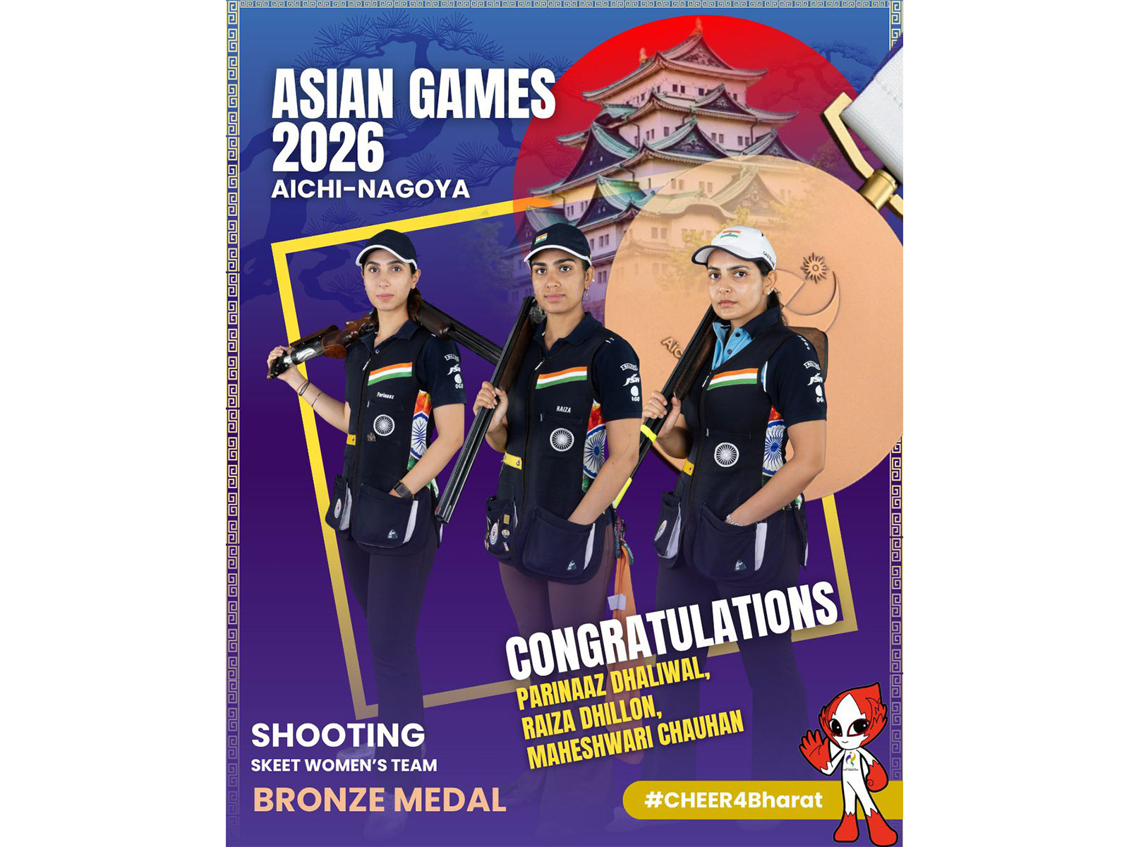 Sports Minister Mandaviya congratulates Indian women’s skeet team on maiden Asian Games bronze