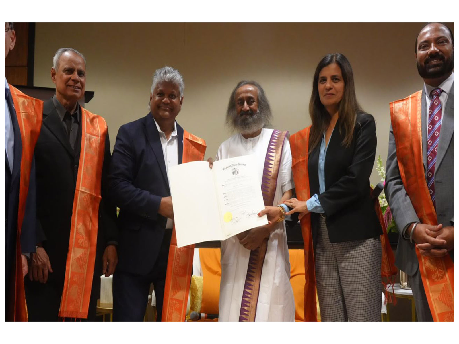New Jersey Legislature and local governments honour Gurudev Sri Sri Ravi Shankar for 45 years of peace-building and humanitarian work