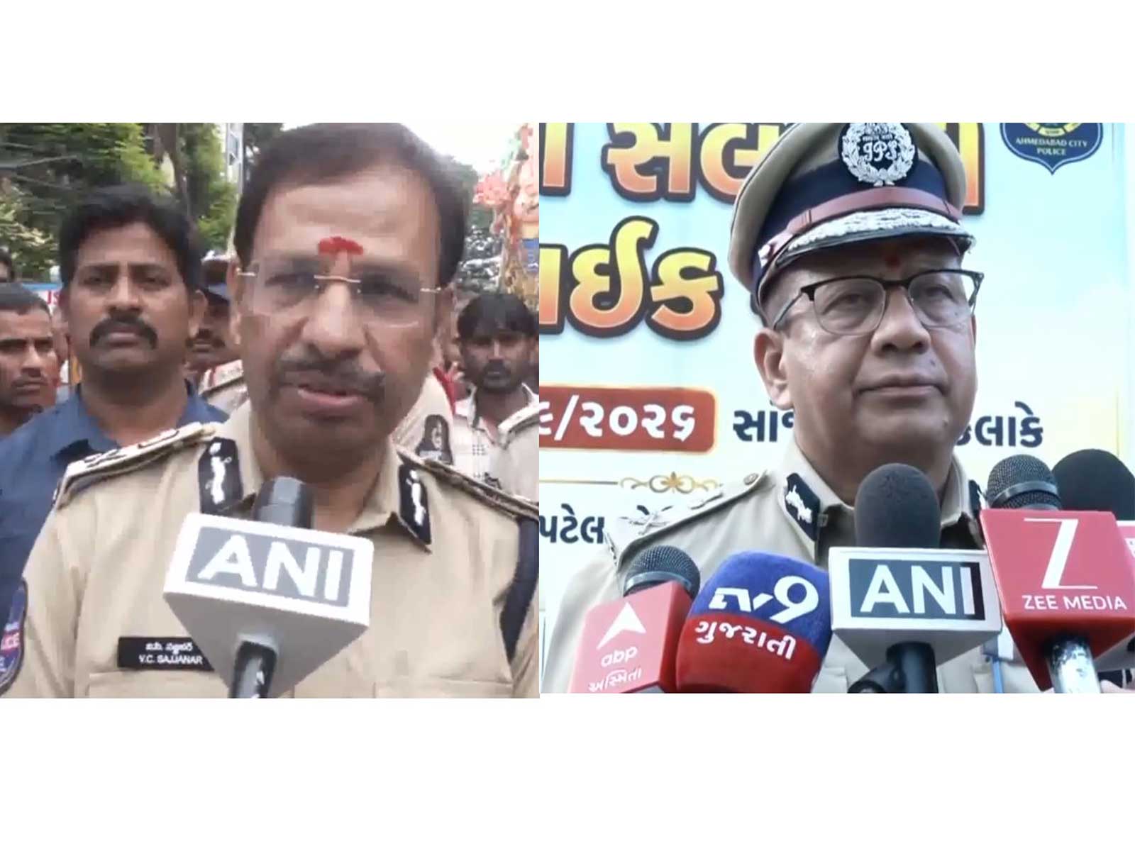 Commissioner of Hyderabad City Police, VC Sajjanar and Commissioner of Police for Ahmedabad City, Anupam Singh (Photo/ANI) Commissioner of Hyderabad City Police, VC Sajjanar and Commissioner of Police for Ahmedabad City, Anupam Singh (Photo/ANI)