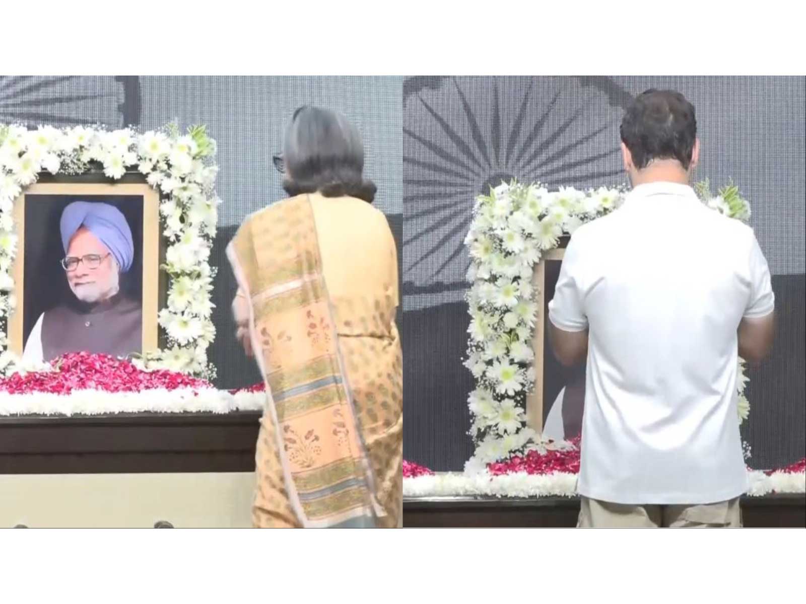 Congress leaders Rahul, Sonia Gandhi pay tribute to former PM Manmohan Singh on birth anniversary at AICC office