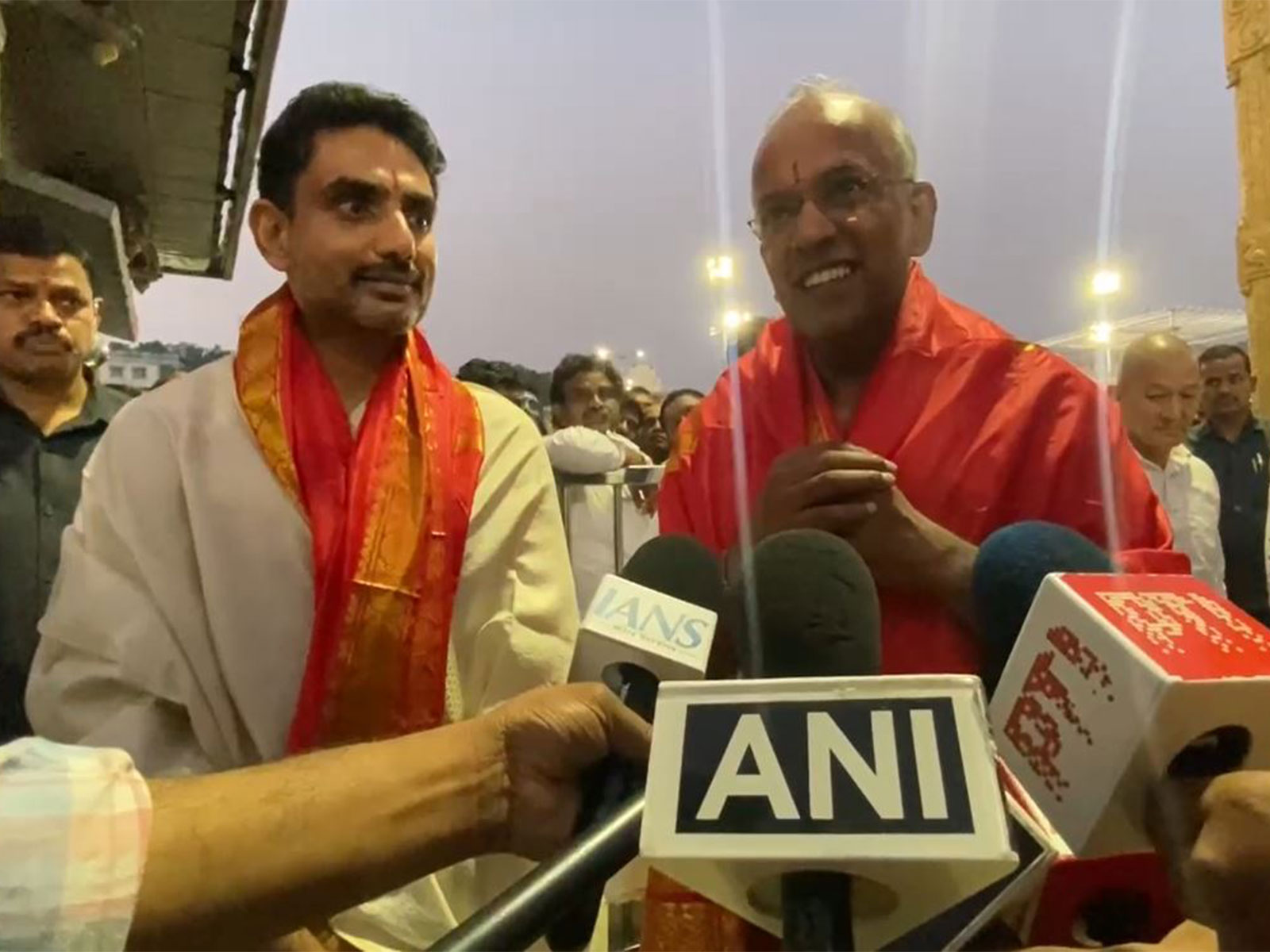 Andhra Pradesh Education Minister Nara Lokesh, Singapore Minister K Shanmugam offer prayers at Tirumala temple
