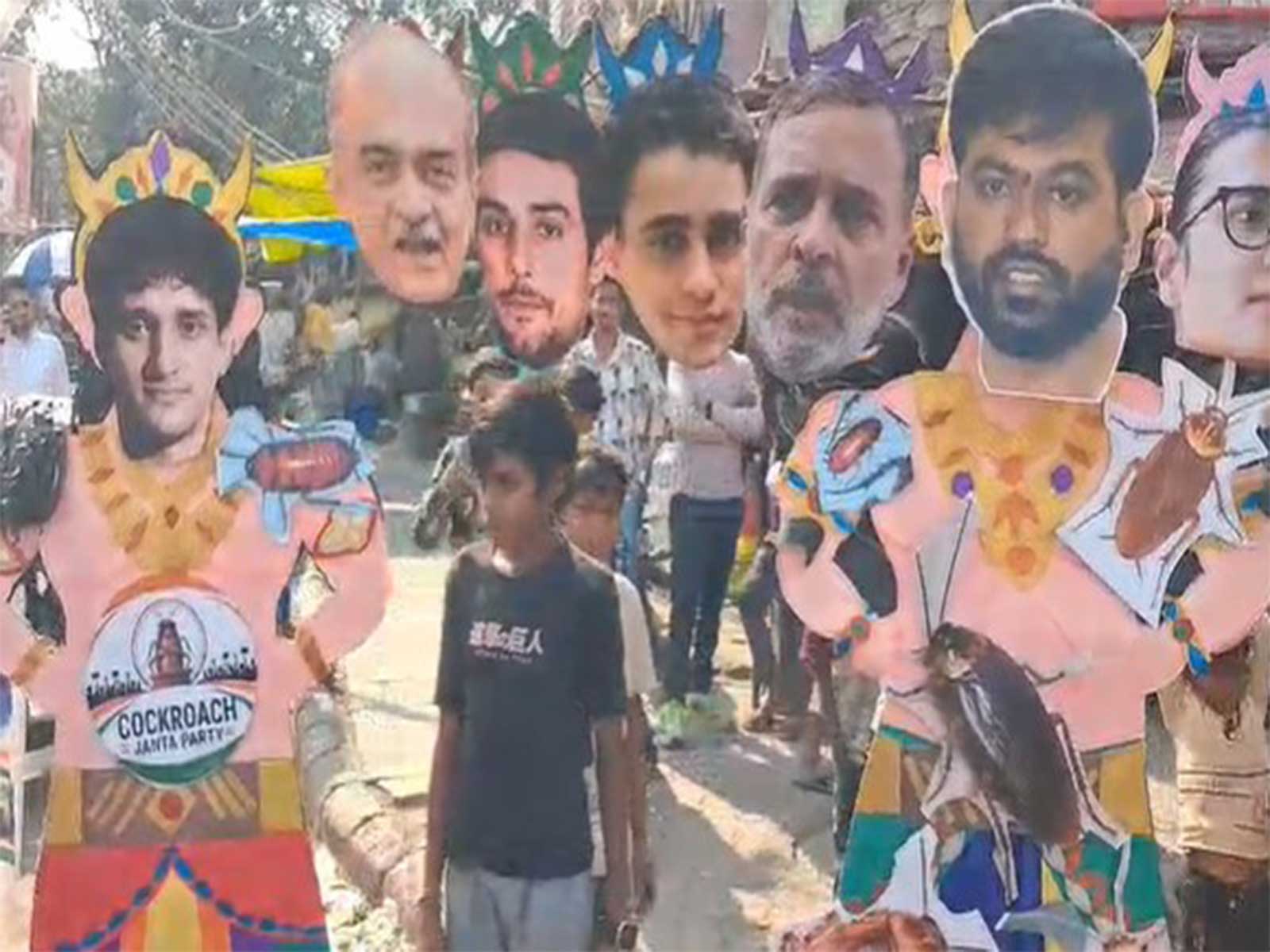 Delhi: 'Lal Hit Janta Party' burns effigies of Abhijeet Dipke, others on Dussehra