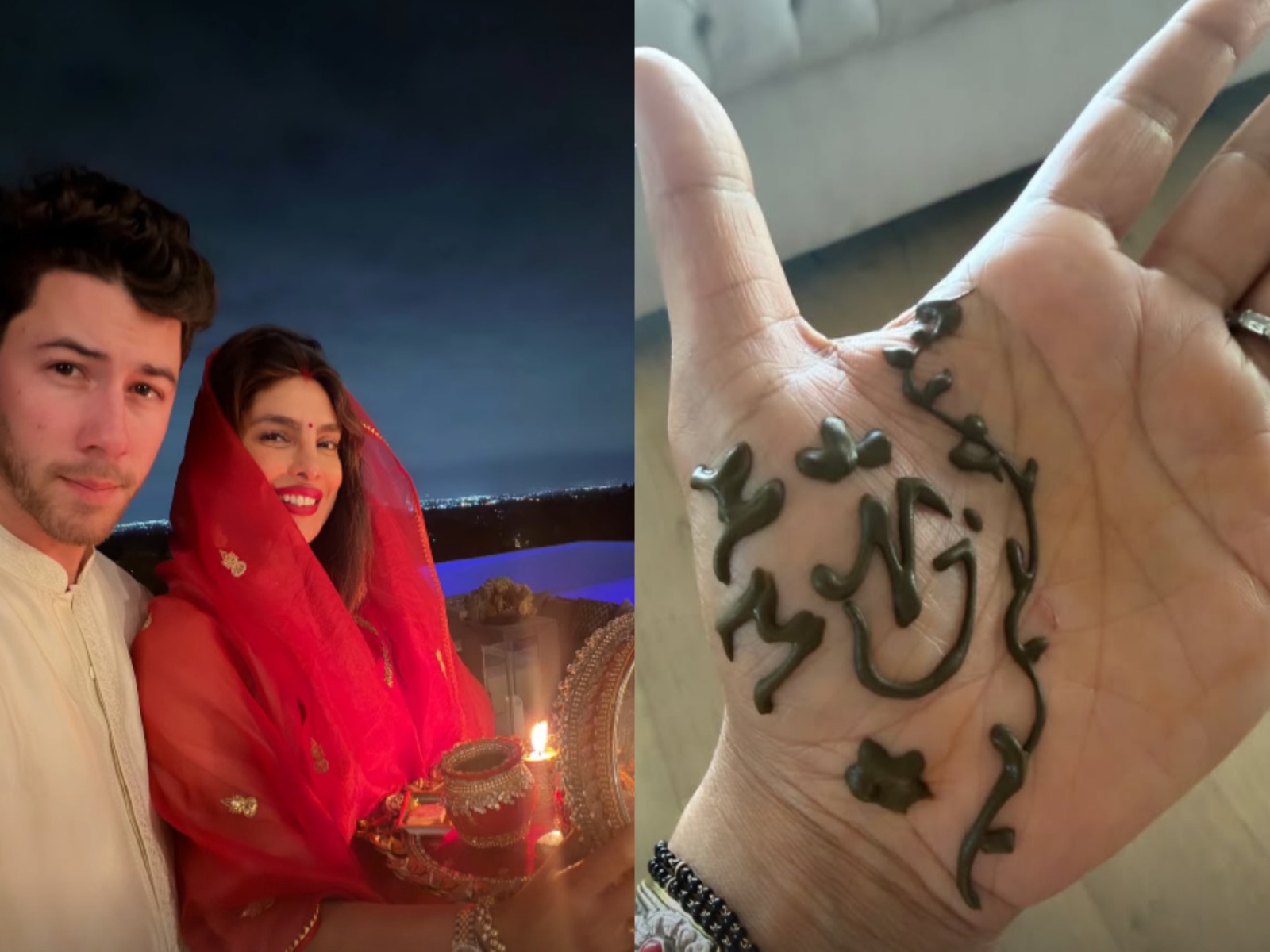 "My whole world in one frame": Inside Priyanka Chopra's Karwa Chauth celebrations with Nick Jonas, Malti Marie; don't miss her cute mehendi! 