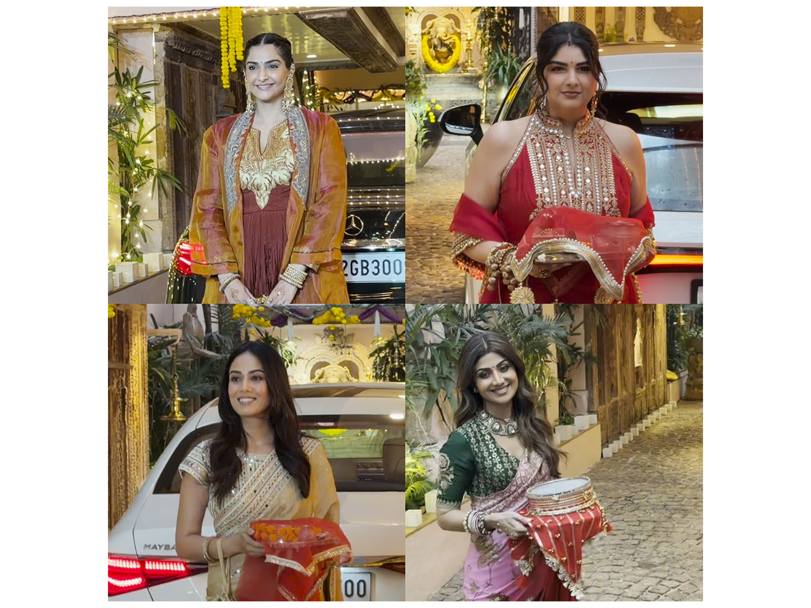 Sonam Kapoor, Shilpa Shetty, Anshula Kapoor, Mira Rajput and others arrive at Anil Kapoor's residence for Karwa Chauth