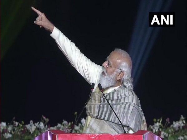 Prime Minister Narendra Modi during his address on Dev Deepawali Mahotsav in Varanasi. (Photo/ANI)