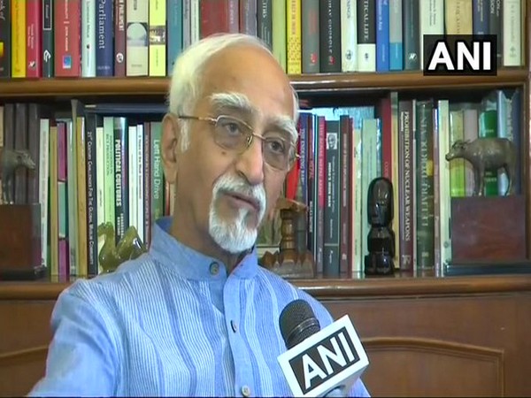 Former vice president Hamid Ansari speaking to ANI on Monday. (Photo/ANI)