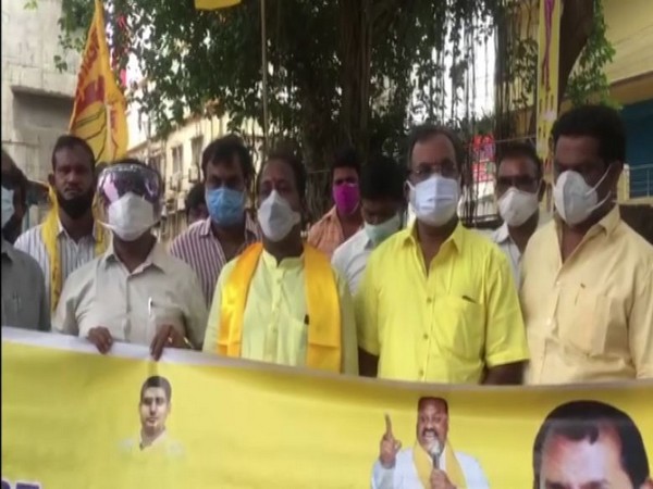 TDP leaders protesting against tax hike (Photo/ANI)
