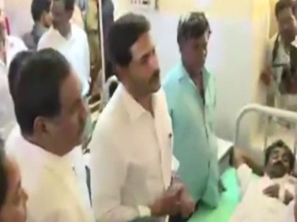 Chief Minister YS Jagan Mohan Reddy meeting a survivor of Godavari boat tragedy at a hospital on Monday. Photo/ANI