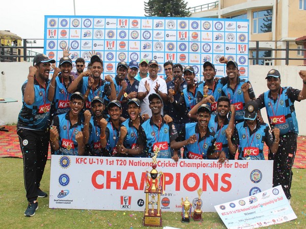 Andhra Pradesh team winning Under-19 T20 National Cricket Championship for Deaf 2022 (Image: IDCA Twitter)