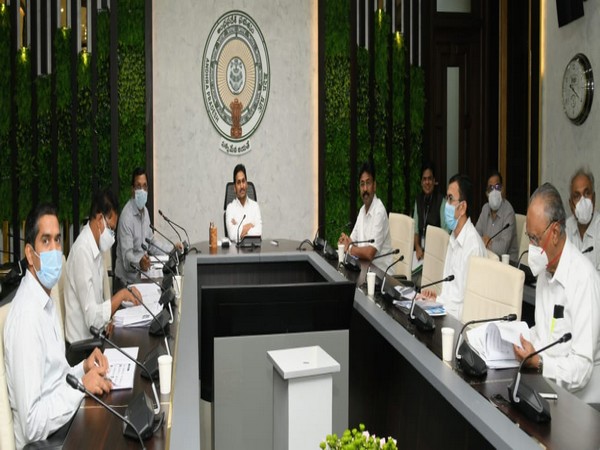 Visual of meeting chaired by Andhra CM, YS Jaganmohan Reddy (Photo/ANI) 