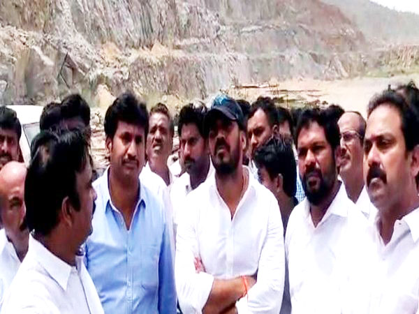 Andhra Pradesh Irrigation Minister P Anil Kumar visited Polavaram project site on Wednesday. Photo/ANI
