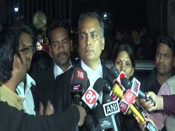 Nirbhaya convicts' lawyer AP Singh talking to reporters in New Delhi on Sunday. Photo/ANI