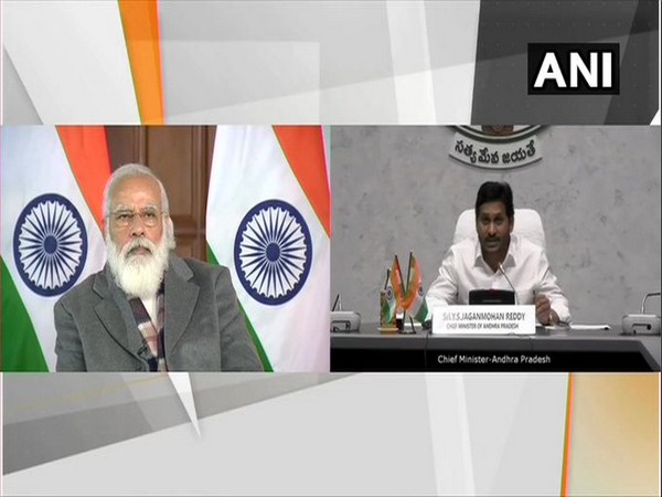 Andhra Pradesh Chief Minister YS Jagan Mohan Reddy at the foundation stone laying ceremony of Light House Projects on Friday. (Photo/ANI)