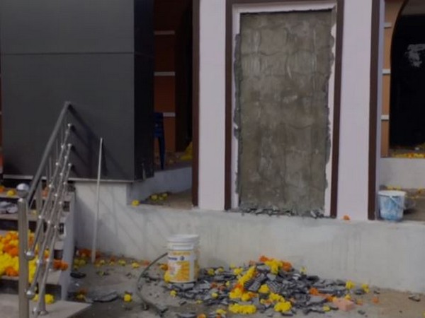 Visuals of the plaque that was vandalised in Krishna district of Andhra Pradesh on Monday night. (Photo: ANI)