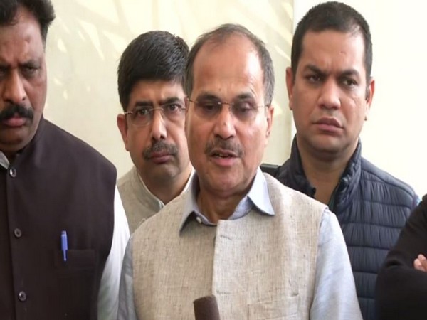 Congress leader in Lok Sabha Adhir Ranjan Chowdhury addressing media persons in New Delhi on Friday. Photo/ANI