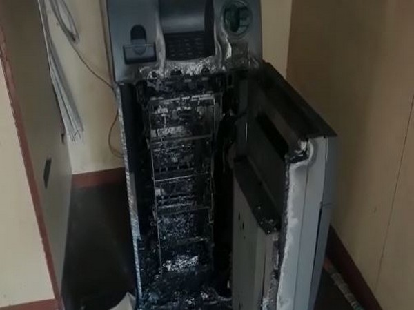 The PNB ATM from which money was looted in Bulandshahr. Photo/ANI