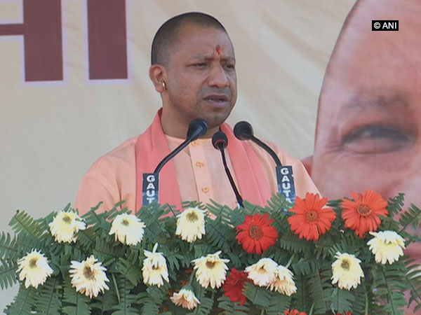 Chief Minister Yogi Adityanath addressing an election rally in Varanasi, Uttar Pradesh on Tuesday. Photo/ANI