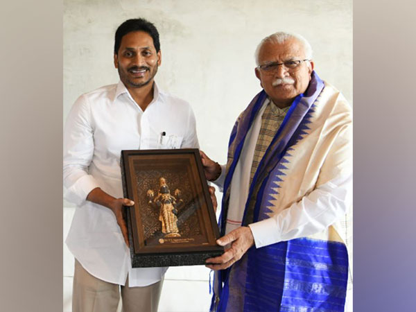 Visuals of Andhra Pradesh CM Jagan Mohan Reddy and Haryana CM Manohar Lal Khattar (Photo/ANI)