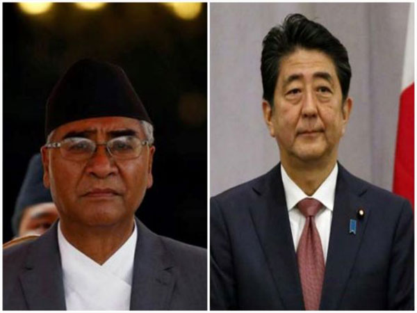 Nepal PM Sher Bahadur Deuba and former Japanese PM Shinzo Abe.