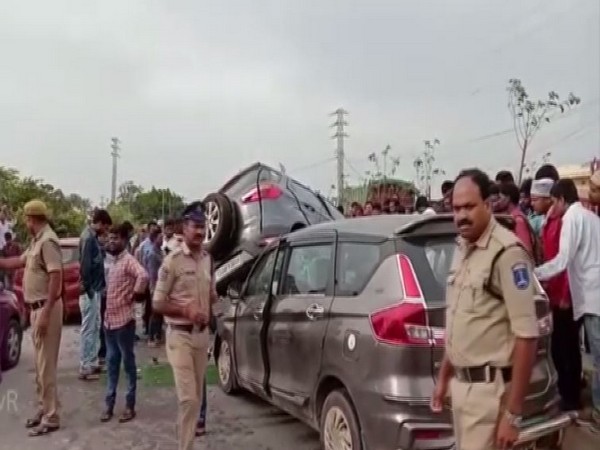 Police inspecting the accident spot