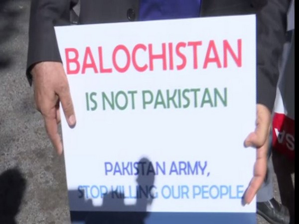 Activists from Gilgit Baltistan and Balochistan protested outside against the human rights violations by Pakistan in these regions. Photo/ANI